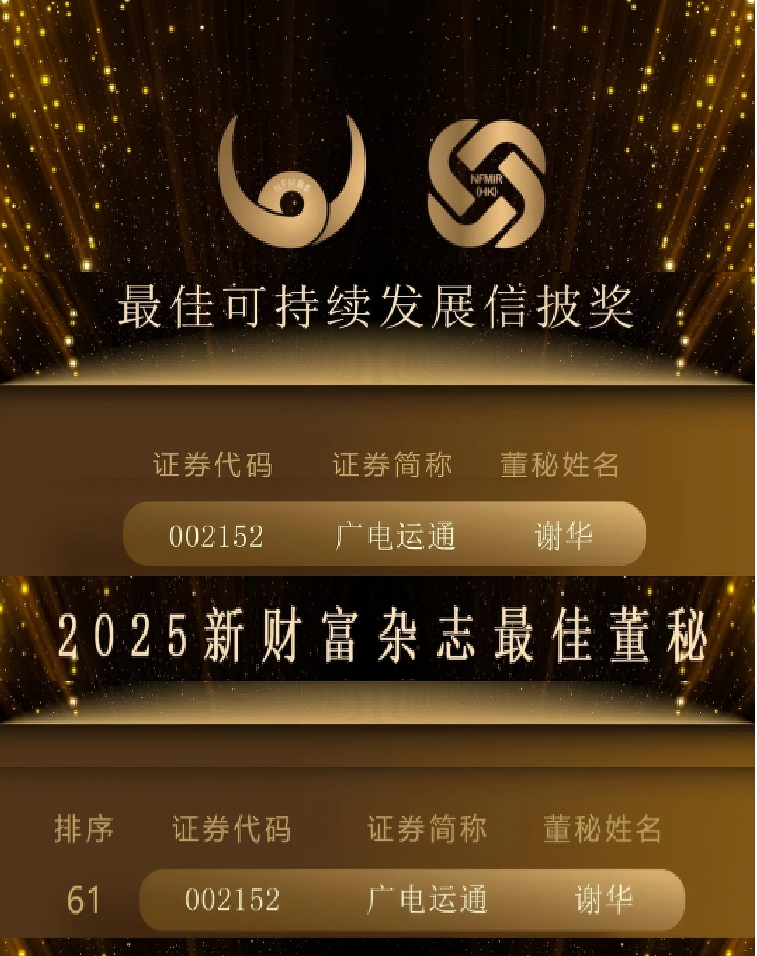 载誉而归！广电运通荣获多项资本市场重要奖项